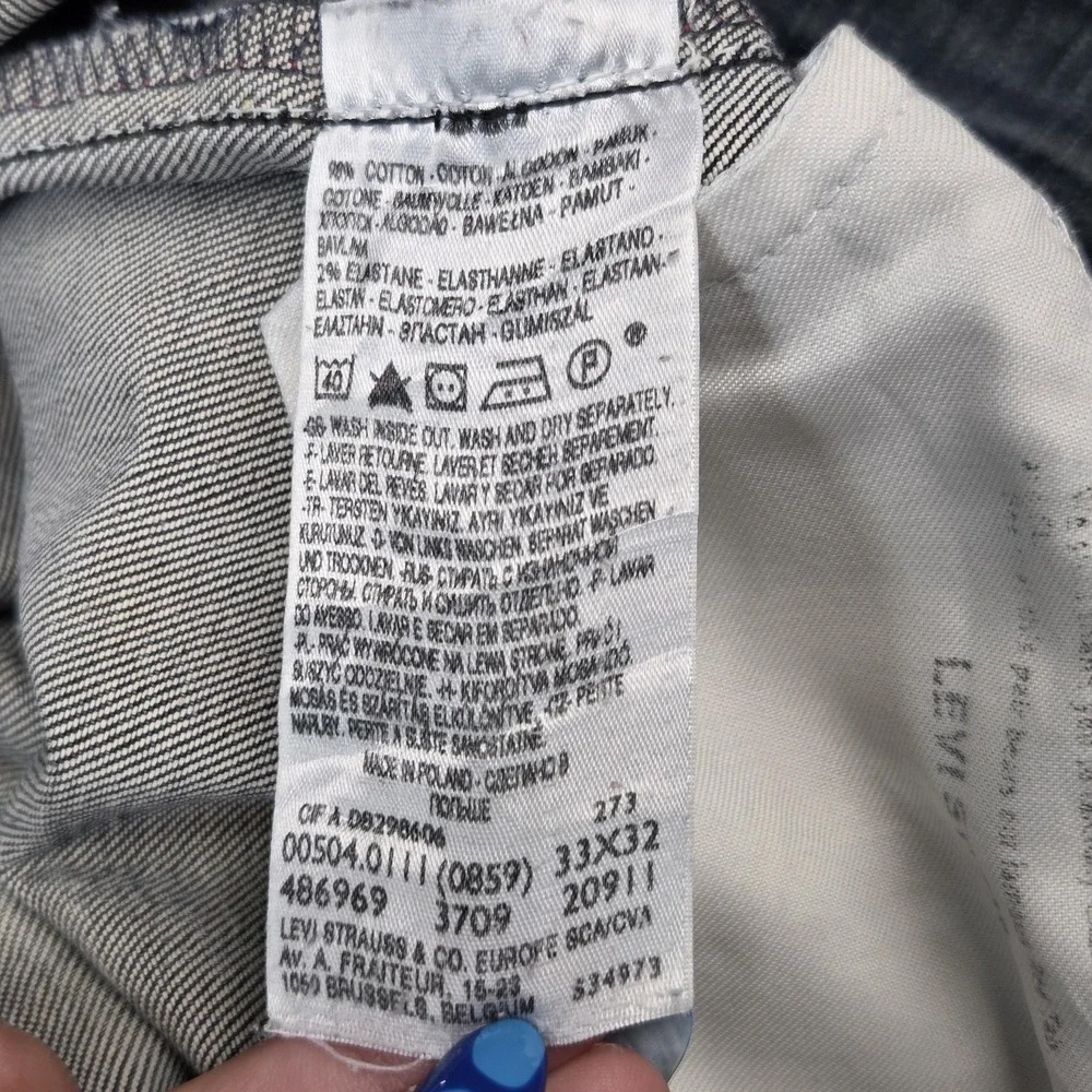 Vintage Levis 504 Jeans Mens 33x32 Blue‎ Straight Engineered Honeycomb Zip Fly